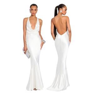Retrofete Eve Maxi Dress Rhinestone Halter Party Formal Bridal Wedding Prom XS